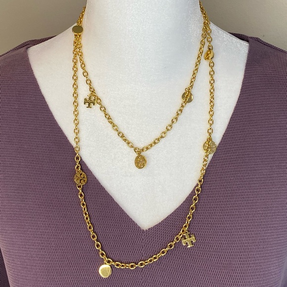 Tory Burch Jewelry - Tory Burch Gold Logo Long Rosary Necklace
